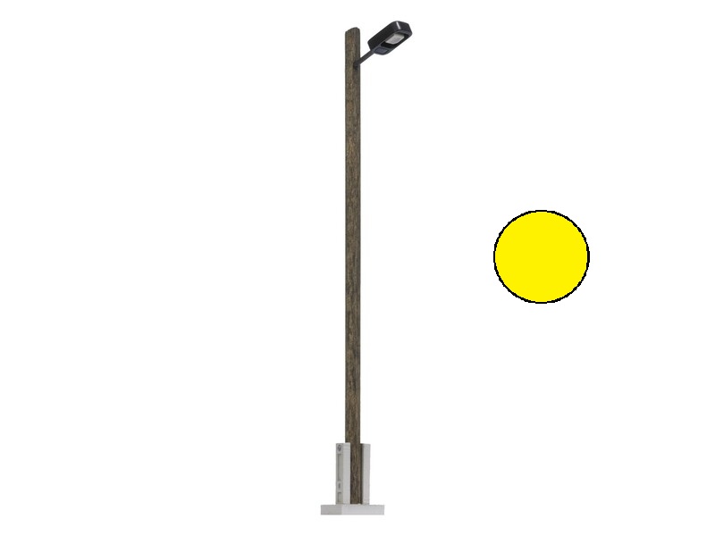 Petit lampadaire LED mat en bois, lampe carré noire, éclairage jaune