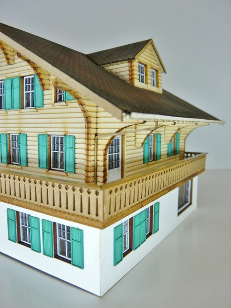 Maquette Faller Maison Chalet Montagne Avec Fenêtres, Escalier, Appenti - Décoration