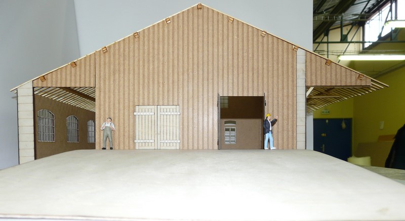 Construction légère Halle cintre halle Atelier CARTON MAQUETTE KIT 1:120 bleu/gris 