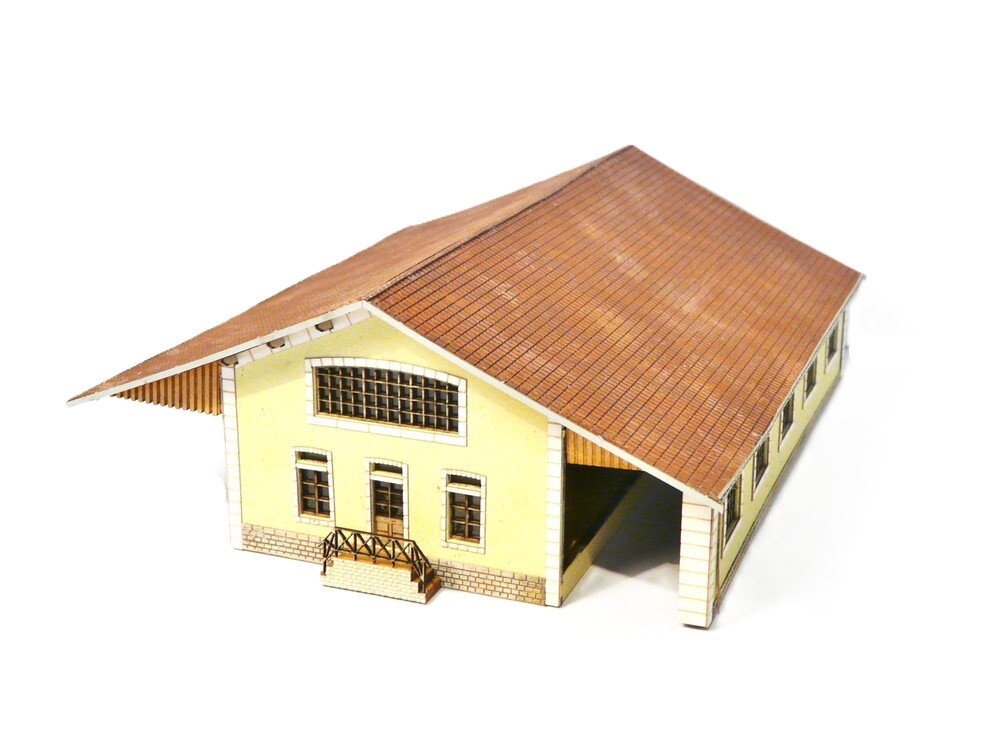 Kit Maquette Halle à Marchandises En Plâtre - Échelle O, Marque Colinter, Non Assemblé