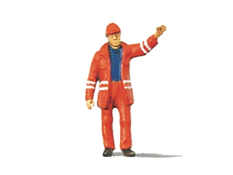 Cheminot avec gilet de sécurité