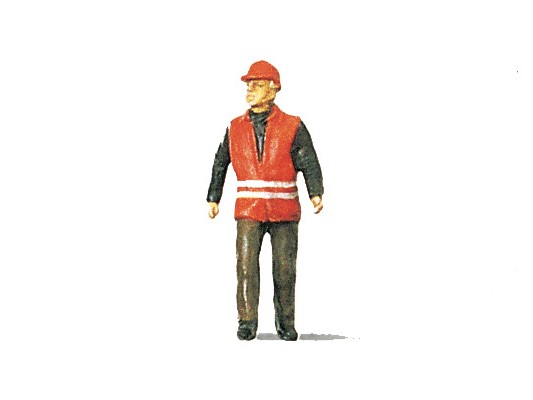 Cheminot avec gilet de sécurité
