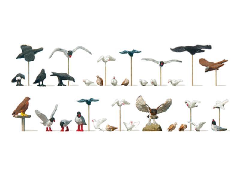 PREISER 10169 - pigeons, mouettes, corneilles et oiseaux de proie - HO 1/87 PREISER 10169 - pigeons, mouettes, corneilles et oiseaux de proie - HO 1/87