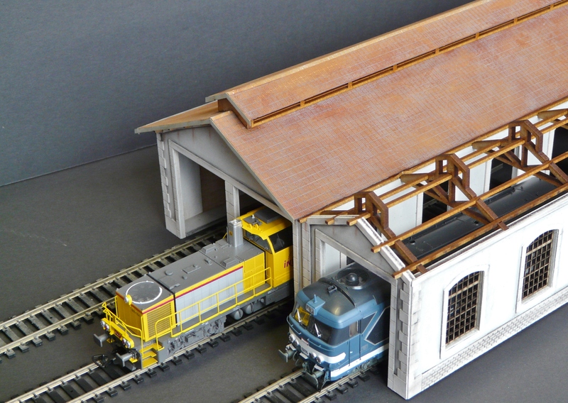 BOIS MODELISME, Remise HO, Entrepot HO, remise h0, remise pour locomotive, entrepot pour locomotive, echelle HO, echelle 187, entrepot pour locomotive echelle ho, 4